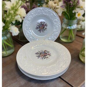 Set of 4 Wedgwood Patrician "Swansea" Bread & Butter Plates – 6.5” Floral Emboss